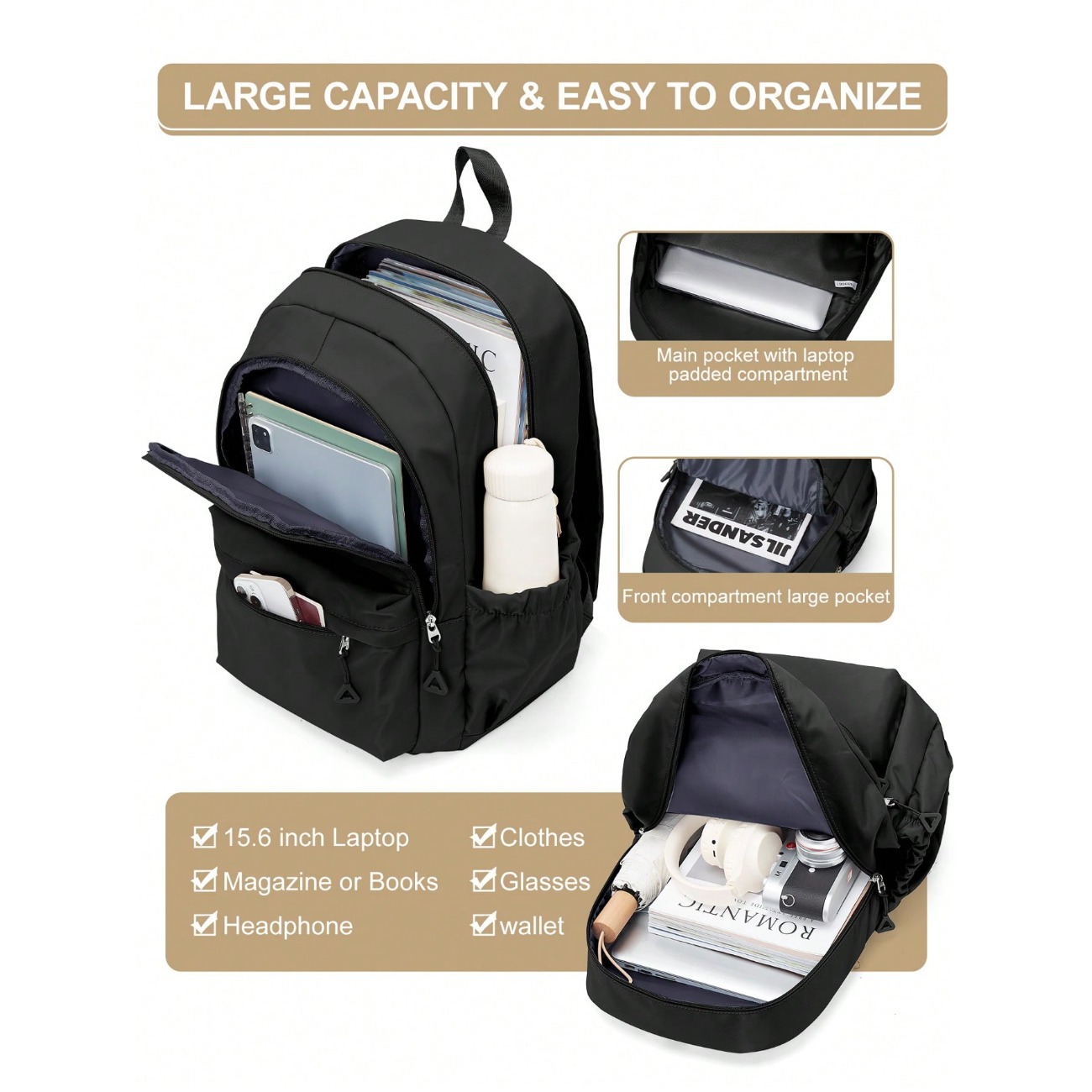 Rugzak voor middel- en middelb - Laptop Backpack 15.6 recensie en prijs